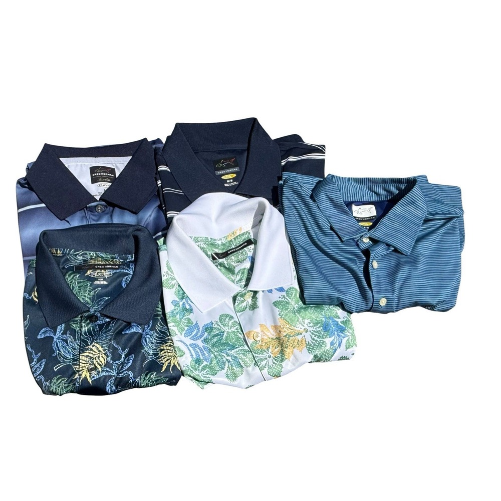 Greg Norman Play Dry‎ Short Sleeve Golf Polo Shirts Lot of 5 Men Size M Medium